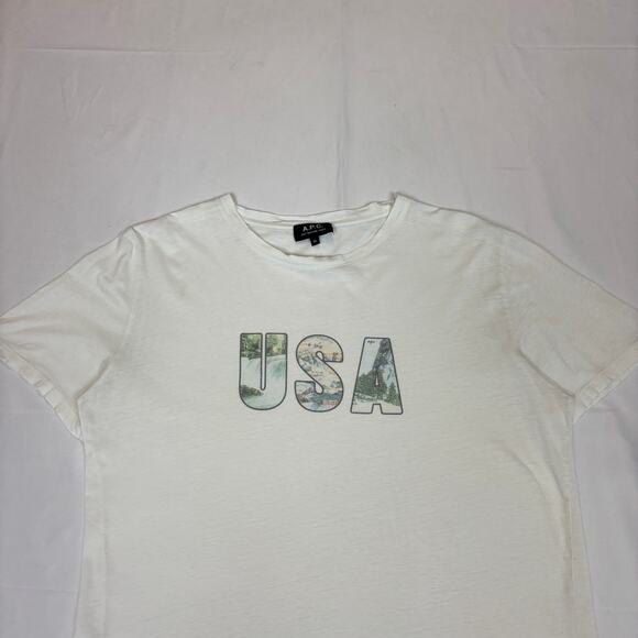 A.P.C Rue Madame Paris USA Short Sleeve T Shirt Women's XL Minimalist - Picture 2 of 12